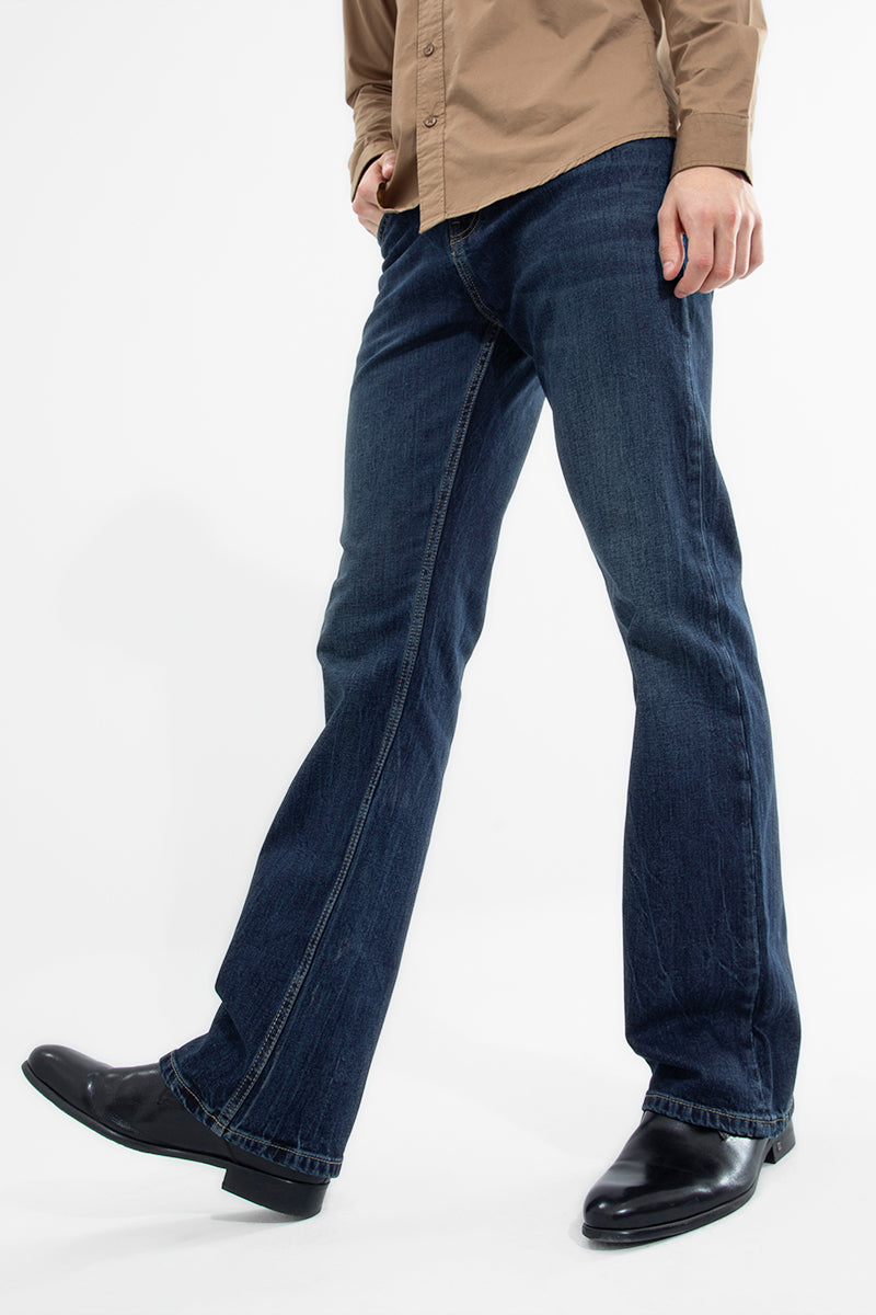 Men Boys Distressed Denim Pants Stretch Slim Fit Bootcut Jeans Trousers  Retro | eBay